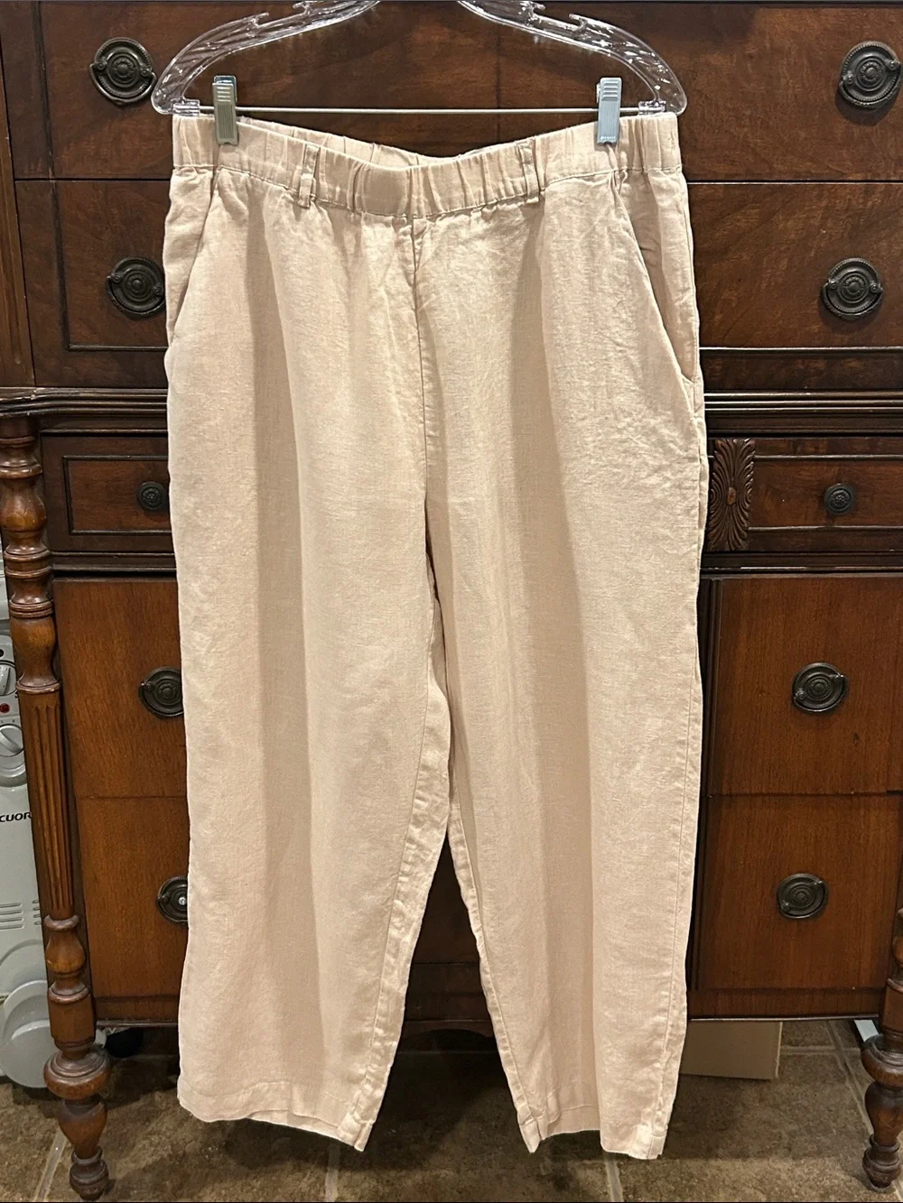 Quince European Linen Pants in Light Beige Women’s Size Large